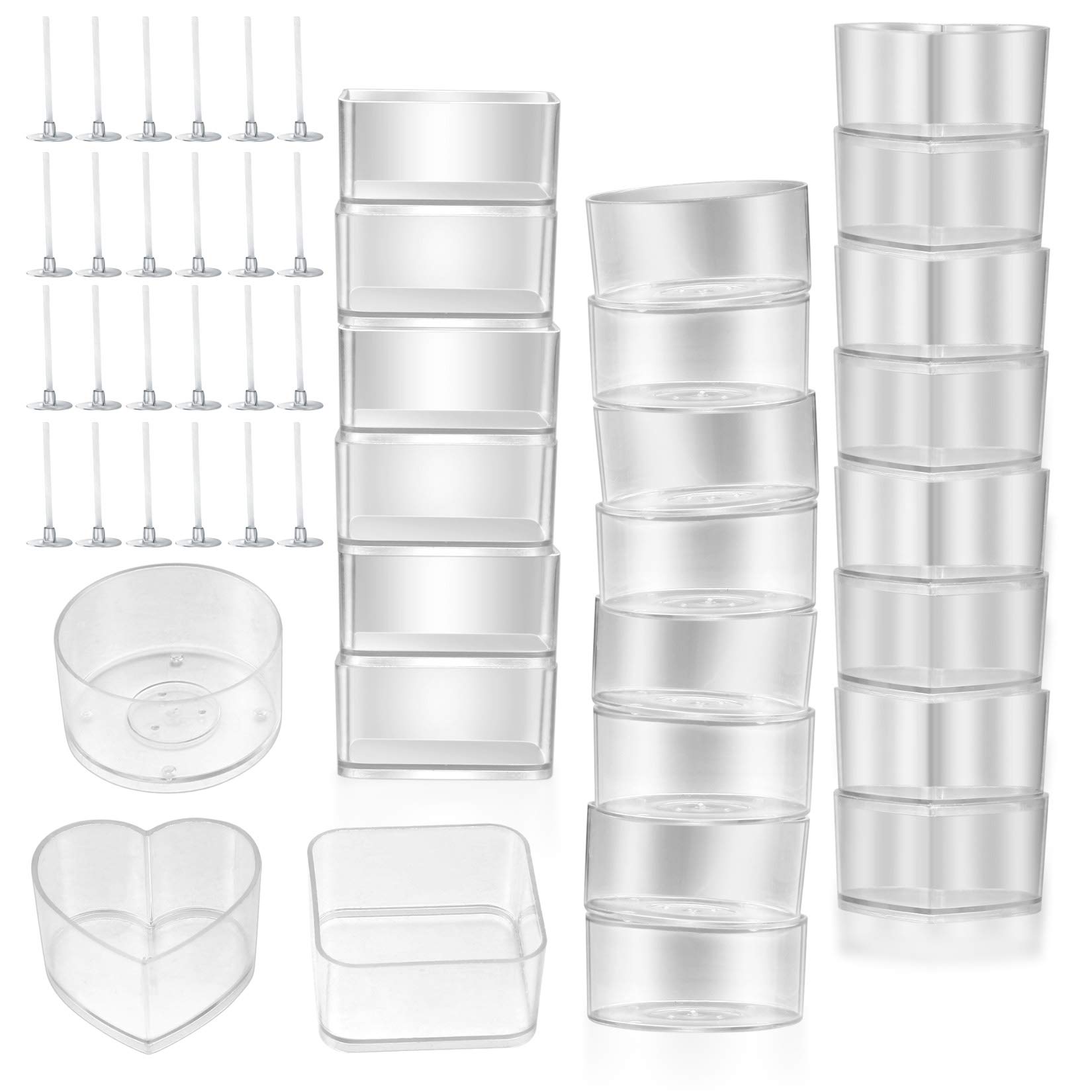 30 Pcs Tea Light Candle Holders, 100 Wicks, Cups, Wax Melt Tins Jars Mould, Making Kit DIY