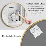 Warmiehomy Round Gold Wall Mirror 40cm Frame Makeup Mirror view 4
