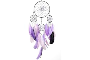 HOLSM-III Starry Purple Dream Catchers - Goose Feathers with Multiring, Handmade Large Dreamcatcher for Bedroom, Dream Catcher for Girls, Dream Catchers for Boys, Dream Catcher Wall Decor