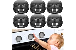 CREZTAIL Gas Stove Knob Covers – Heat-Resistant Baby Proof Stove Knob Covers, Universal Size Gas Stove Knob Locks, Stove Child Proof Knobs with Adhesive, Stove Safety Guard for Kids Toddler Pet(6 Pack)