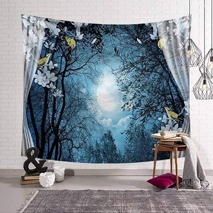 EDLSYPsicodélico 3D Ventana Tapiz de montaña Decoración de Dormitorio