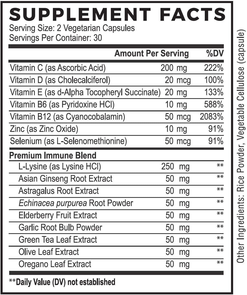 Natural Cure Labs Premium Immune Support, 60 Capsules: Health & Personal Care