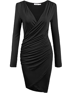 ANGVNS Women's V Neck Sleeveless Cocktail Bodycon Party Pencil Dresses