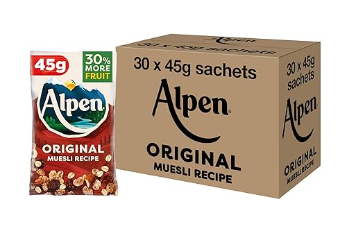 Alpen Original Muesli, Breakfast, High in Fibre, Vegetarian, Low Sugar, (Pack of 30) 45g