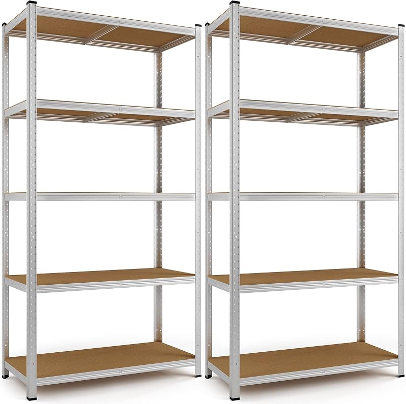 Deuba 2x 5 Tier Garage Shelving Units Heavy Duty Metal Rack Boltless 170x75x30cm