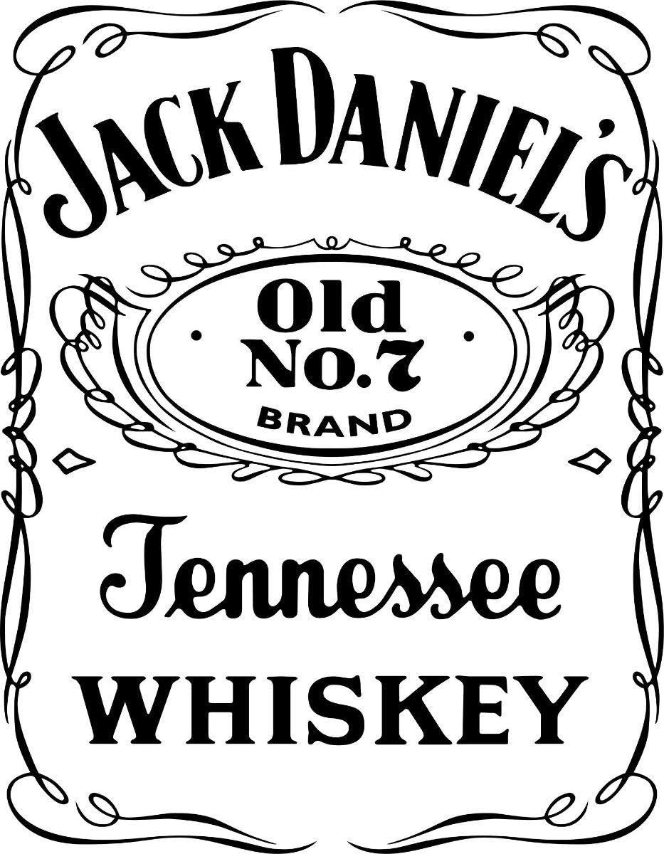 Imagnt Studio Art Decor Self-Adhesive Decal with Image of Jack Daniels Label Vinyl die Cut Decal, no Background. Decoration for Wall Bar Kitchen Restaurant Store Club Home Office (12 inches)