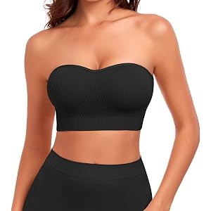 SIMIYA Strapless Bras for Women, Wireless Non Slip Padded Bandeau Bra | Tube top bra for women with wireless strapless suppor