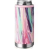Skinny Can Cooler Double Wall Stainless Steel Insulated Beverage Sleeve 12 oz, for Slim Beer, Hard Seltzer and Energy Drinks, Slim Cans & Bottles（Pink）