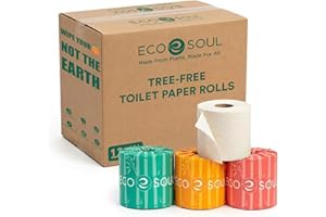 Eco Soul Premium Bamboo Toilet Paper 3 Ply | 12 Mega Rolls | 300 Sheets Each | FSC Certified Hypoallergenic, Textured & Skin-
