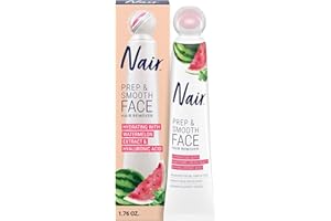 NAIR Prep & Smooth Face Exfoliating Depilatory Cream for Women - Effective Hair Removal for Smooth Skin with Hyaluronic Acid, 1.76 oz
