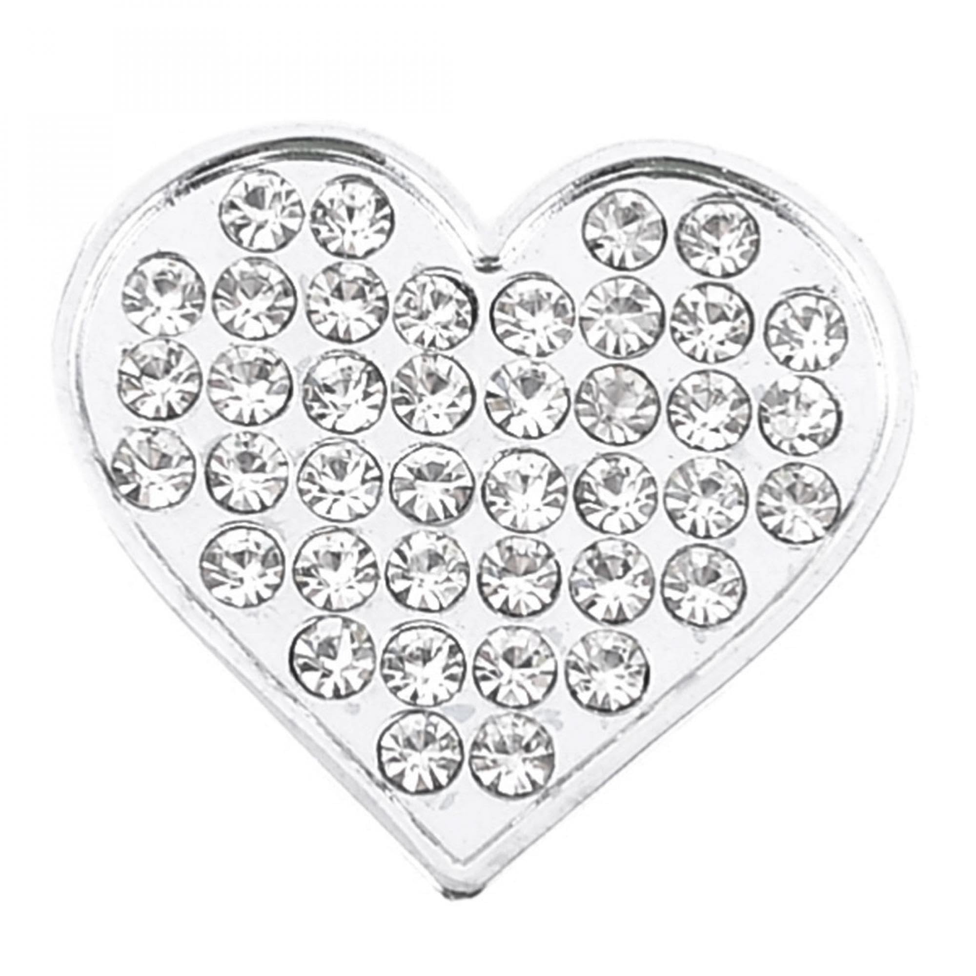 sourcing map Bling Rhinestones Silver Tone Heart Shape 3D Emblem Car Sticker