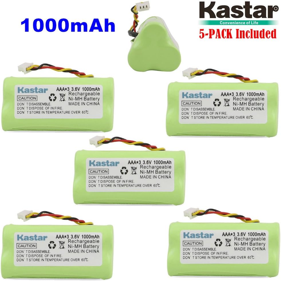 Kastar 5-Pack AAA 3.6V 1000mAh Ni-MH Rechargeable Battery Replacement for Zebra/Motorola Symbol 82-67705-01 Symbol LS-4278 LS4278-M BTRY-LS42RAAOE-01 DS-6878 Cordless Bluetooth Laser Barcode Scanner