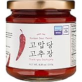 Thank-you Gochujang Korean Chili Paste, Reduced Sugar, Allulose, 8.81 oz | Gochujang and ssamjang, Allulose sweetened, No wheat flour, Fermented meju base, 8.81 oz jars, Since 1965
