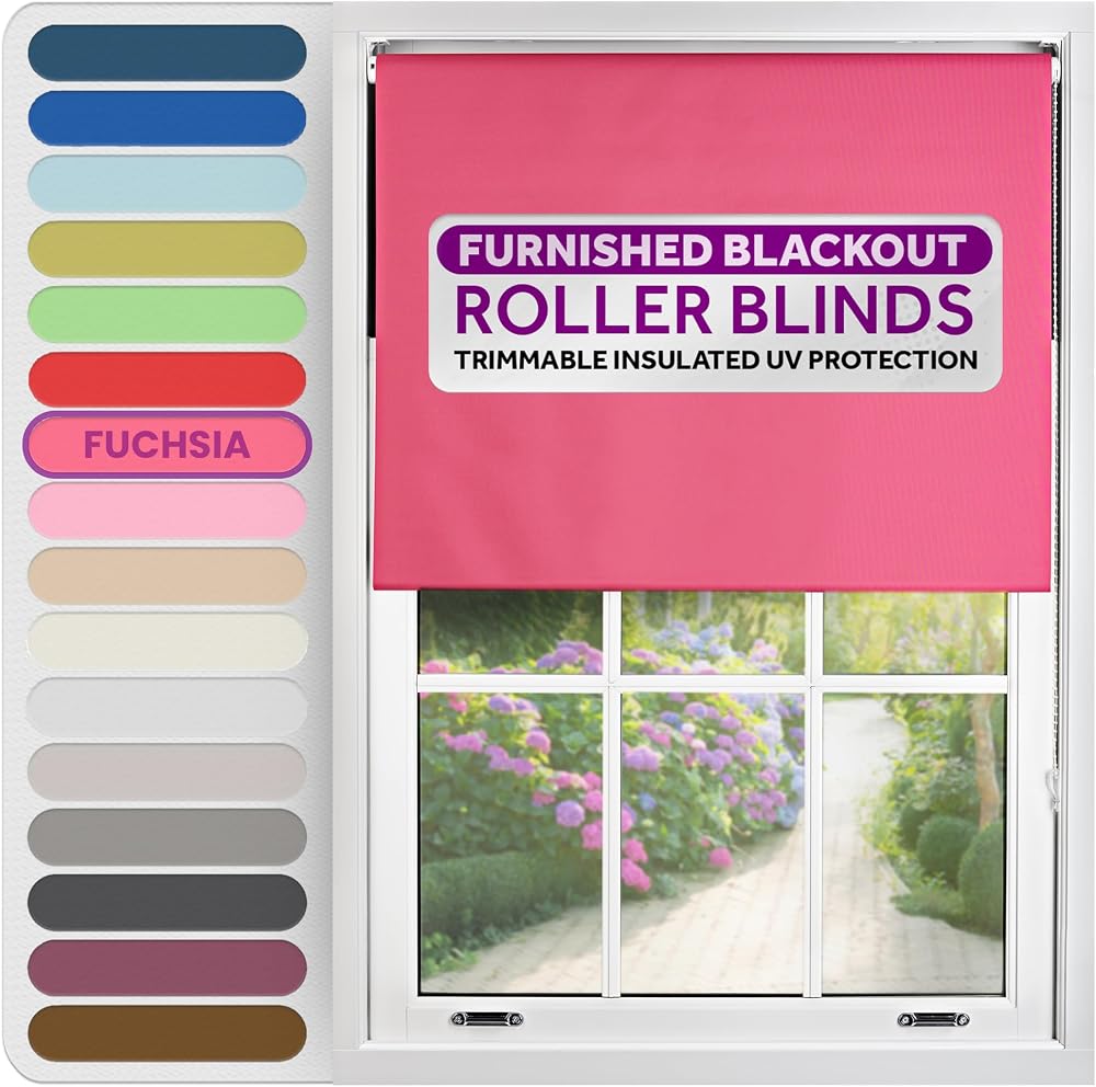 FURNISHED Fuchsia Thermal Blackout Roller Blind 200x210 cm