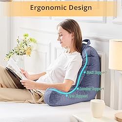 Sasttie Reading Pillow for Bed, Velvet Back Support