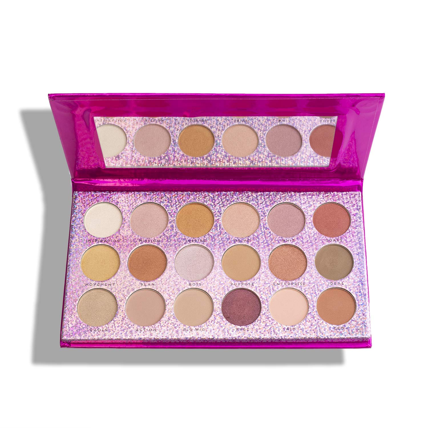 Nicole Miller Goal Digger Metallic Eye Shadow Palette with Mirror, Eye Makeup for Women, Makeup Set and Cosmetics for Girls, Metallic Eyeshadow Colors - 18 Neutral, Matte and Shimmery Shades