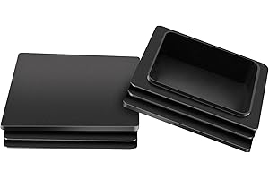 RICCIOOFY 4 Inch Square Plastic Plugs, 4Pcs Tubing End Caps Black Plastic Square Plugs Tubing Post End Cap for Square Tubing Chair Glide Inserts for Fitness Equipment