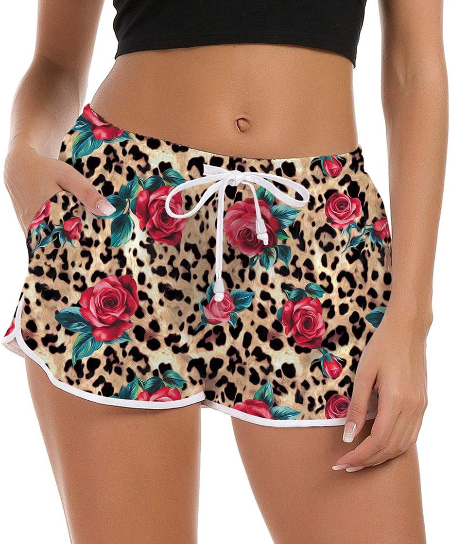 Women Swim Shorts 3D Graphic Beach Board Shorts Summer Swimwear Bottom Novelty Workout Gym Sport Pants with Adjustable Drawstring XS-XL