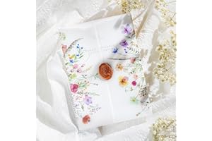 50 Pack Pre-Folded Vellum Jackets for 5x7 Invitations,AZAZA Pretty Translucent Invitation Sleeves,115GSM Vellum Jackets 5x7, Wedding Invitation Accessories,for Weddings Birthdays,Wildflowers