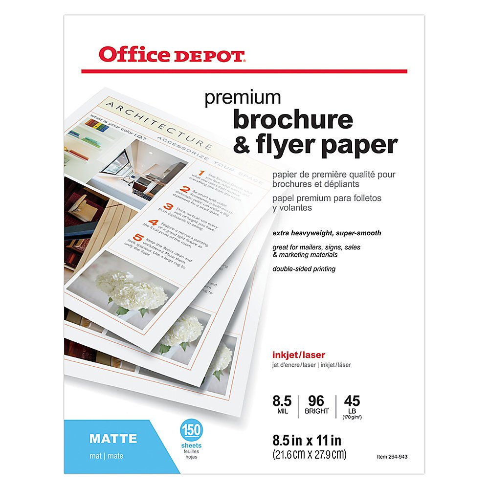 Office Depot Professional Brochure And Flyer Paper, Matte