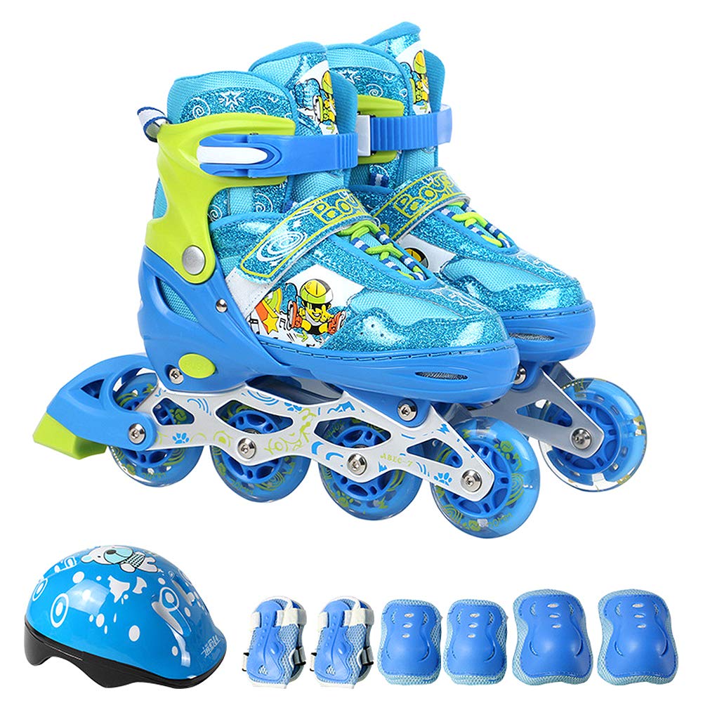 B07mm8jks6 Small Blue 子供用スケート女の子男の子のローラースケート 子供のクォードの調節可能なローラースケート Small Blue インラインスケート 美しい