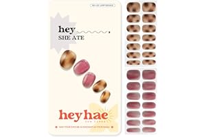 Heyhae Semi Cured Gel Nail Strips | No LED Lamp Needed | Summer, Marble, Red | Easy Apply & Remove, Salon Quality | Includes 28 Strips, 1 Prep Pads, Nail File & Wooden stick - Hey, She Ate