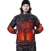 DEWBU Heated Jacket for Men with 12V Battery Pack Winter Outdoor Soft Shell Electric Heating Coat