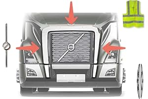LONGROADACCESS KOZAK Front Grille Surround Bug Shield Deflector Compatible with Volvo VN VNL 2018 and newer 760 860 Volvo Trucks - Bug Deflector - PLUS Logo, Wipers and KOZAK Vest