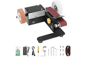 Yekavo Mini Belt Sander,Small Electric Knife Sharpener with Clamp Screw,Stable Power Belt Sander with Angle Adjustment,7 Speed Mini Bench Belt Grinder for Knife Sharpening,Metal Working,Craft and DIY