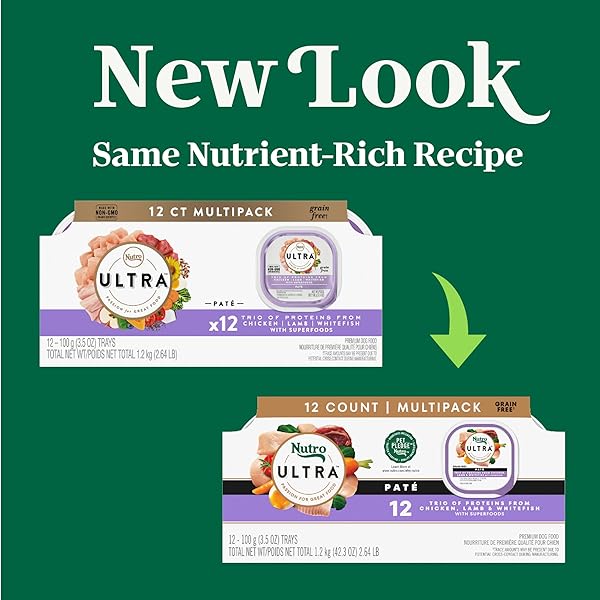 NUTRO ULTRA WET DOG FOOD ADULT PATE TRIO OF PROTEINS CHICKEN, LAMB & WHITEFISH, 3.5 OZ. TRAYS (12 COUNT, PACK OF 1)
