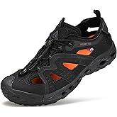 HUMTTO Men's Amphibious Closed Toe Hiking Sandals Quick-Dry Water Shoes Non-Slip Athletic Adjustable Outdoor Fisherman Beach Summer Walking Travel Shoe