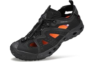 HUMTTO Men's Amphibious Closed Toe Hiking Sandals Quick-Dry Water Shoes Non-Slip Athletic Adjustable Outdoor Fisherman Beach Summer Walking Travel Shoe