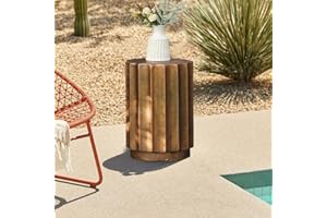 LUXENHÖME LuxenHome 18" Fiber Stone Garden Stool, Bronze Finish Garden End Table, Round Porch Poolside Seating, Indoor Outdoor Use