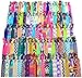 Syleia 100 Hair Ties - Signature Collection Printed Patterns and Solid Colors - Elastic Ponytail Holders No Crease Hand Knotted Fold Over Assorted 100 Pack