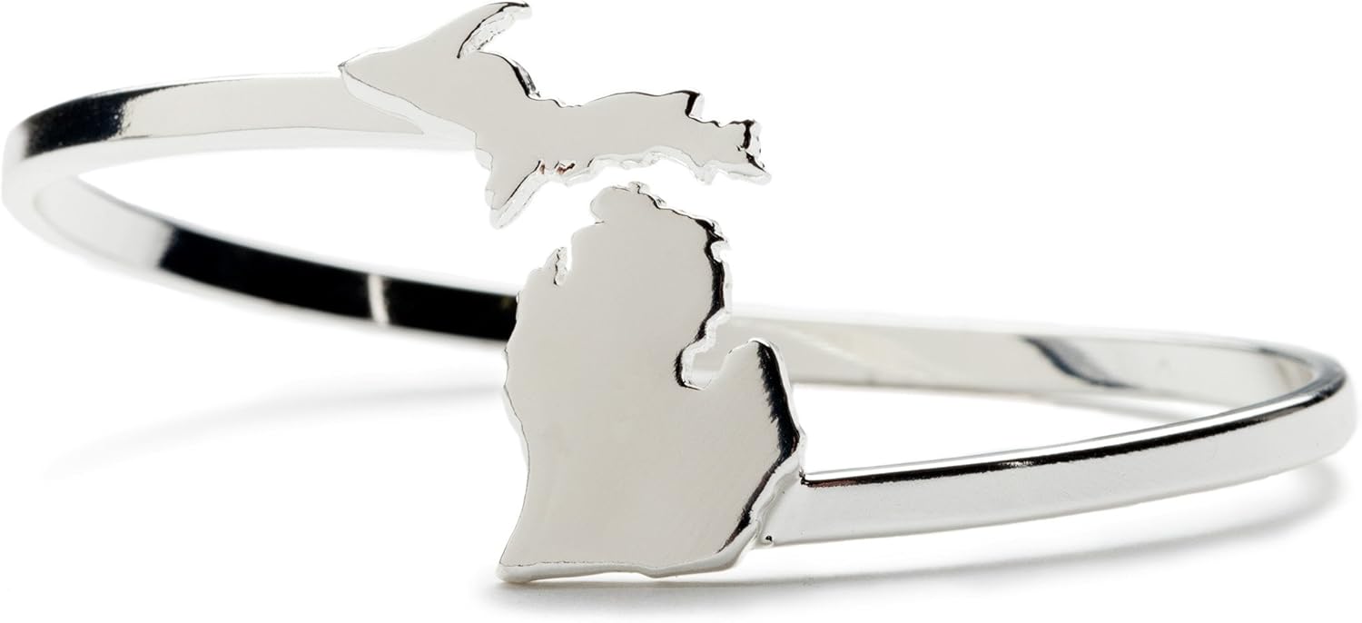 Stone Armory State of Michigan Bracelet Bangle | Michigan Map Bangle Bracelet | Michigan Gifts | Michigan Jewelry | Silver Plated