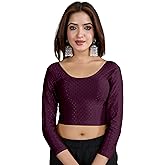 TRENDMALLS Women's Dobby Pure Cotton Elastin Stretchable Readymade Blouse Choli Stylish Saree Blouse Ready to Wear