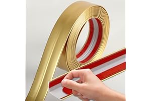 Coengwui L-Shaped Corner Guards, Peel and Stick Molding Trim for Furniture Edge Bumper, Table Door Frame Protection and Decoration (Matte Gold, 16.4ft x 0.8in)