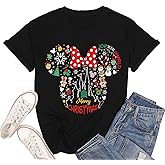 Christmas Shirts Womens Merry Christmas Shirt Santa Snowman Reindeer Graphic Tshirt Funny Xmas Holiday Vacation Tee Tops