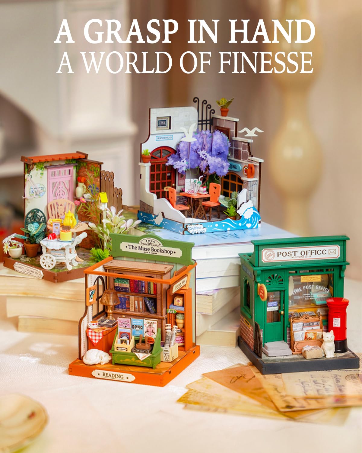 Rolife DIY Mini Building House Miniature Kit-The Muse Bookshop, Miniature Lifestyle Mini Bookshelf Decoration, DIY Hobbies/Gifts for Craftsman (The Muse Bookshop)