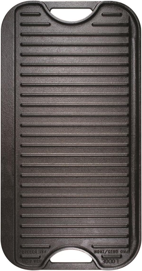 Lodge Pre-Seasoned Cast Iron Reversible Grill/Griddle With Handles, 20 Inch x 10.5 Inch - One tray: Kitchen & Dining