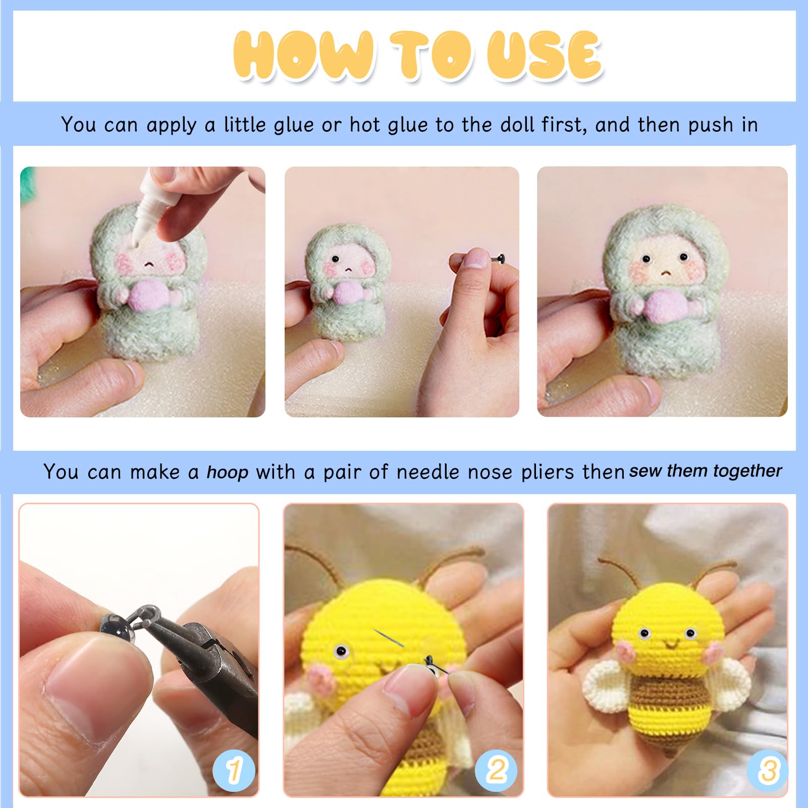 TOAOB 100pcs 4mm Glass Eyes Kits Mixed Colors for Crafts Needle Felting Bears Dolls Decoys Sewing