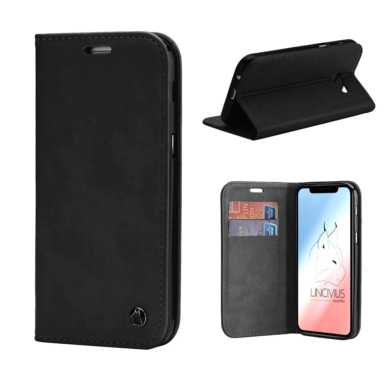 LINCIVIUS  Etui iPhone XR Apple, Housse Apple iPhone XR Coque Protection Intégrale Rabat Portefeuille Aimanté Ultra Fin, Noir, [Satisfait Remboursé 30 Jours]