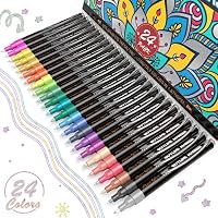 Super Squiggles Outline Pens, 24 Color Self-outline Shimmer Markers Set, Doodle Markers Double Line Pen for Drawing…