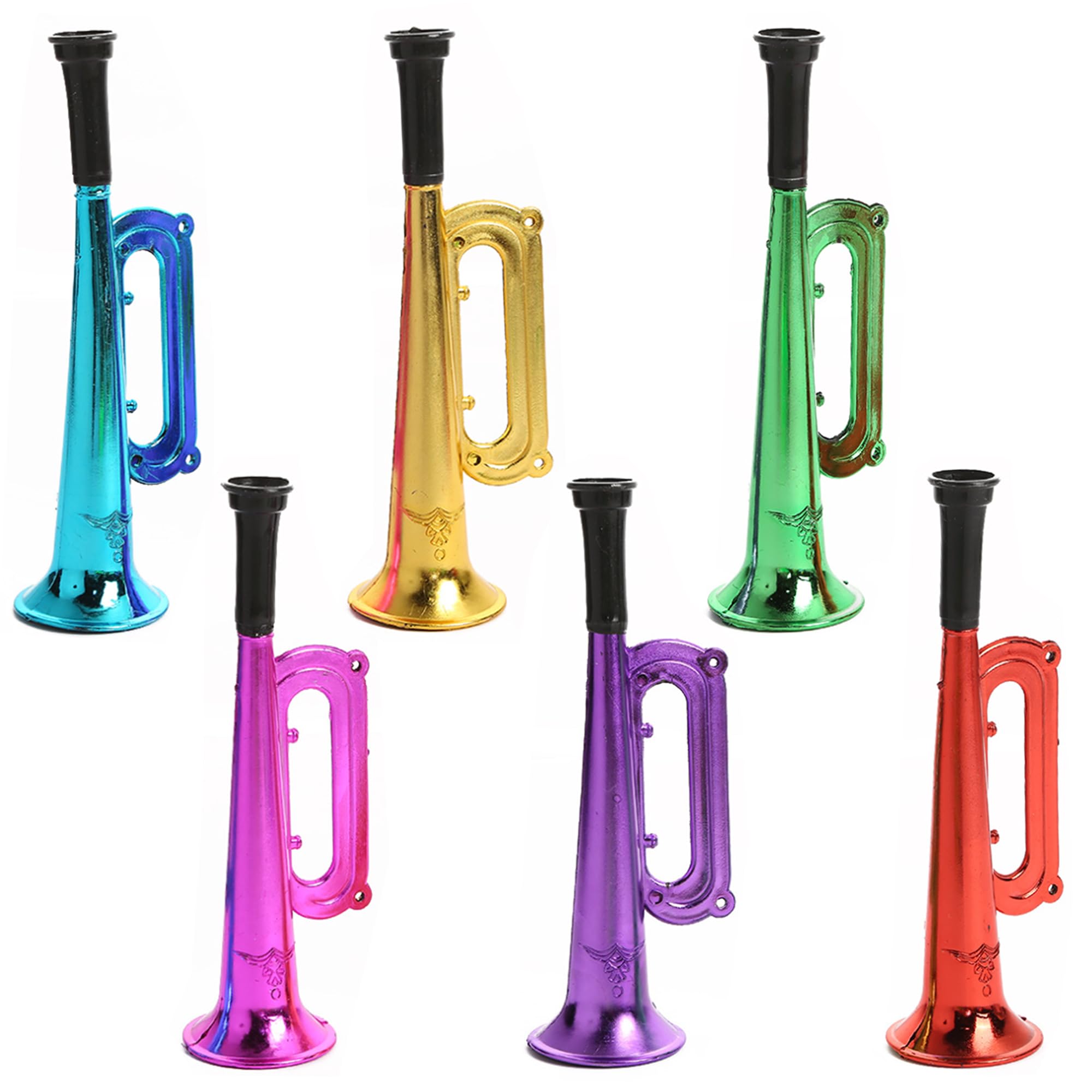 Niuhong 6 Pcs Plastic Vuvuzela Trumpets Cheerleading Trumpet Noise Maker Horn Fanfare Football Blow Horn Football Very Strong Horn Party Noisemakers Cheer Props