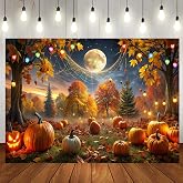 LTLYH 10x8ft Fall Pumpkin Backdrop Autumn Thanksgiving Harvest Hay Leaves Wooden Background Halloween Party Banner Decorations Photo Backdrop 342