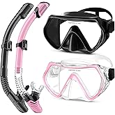 MELUMILU Snorkeling Gear, Dry Snorkel Set180° Panoramic Wide View,Anti-Fog Scuba Diving Mask, Professional Snorkeling Gear for Free Breathing, Swimming, Diving