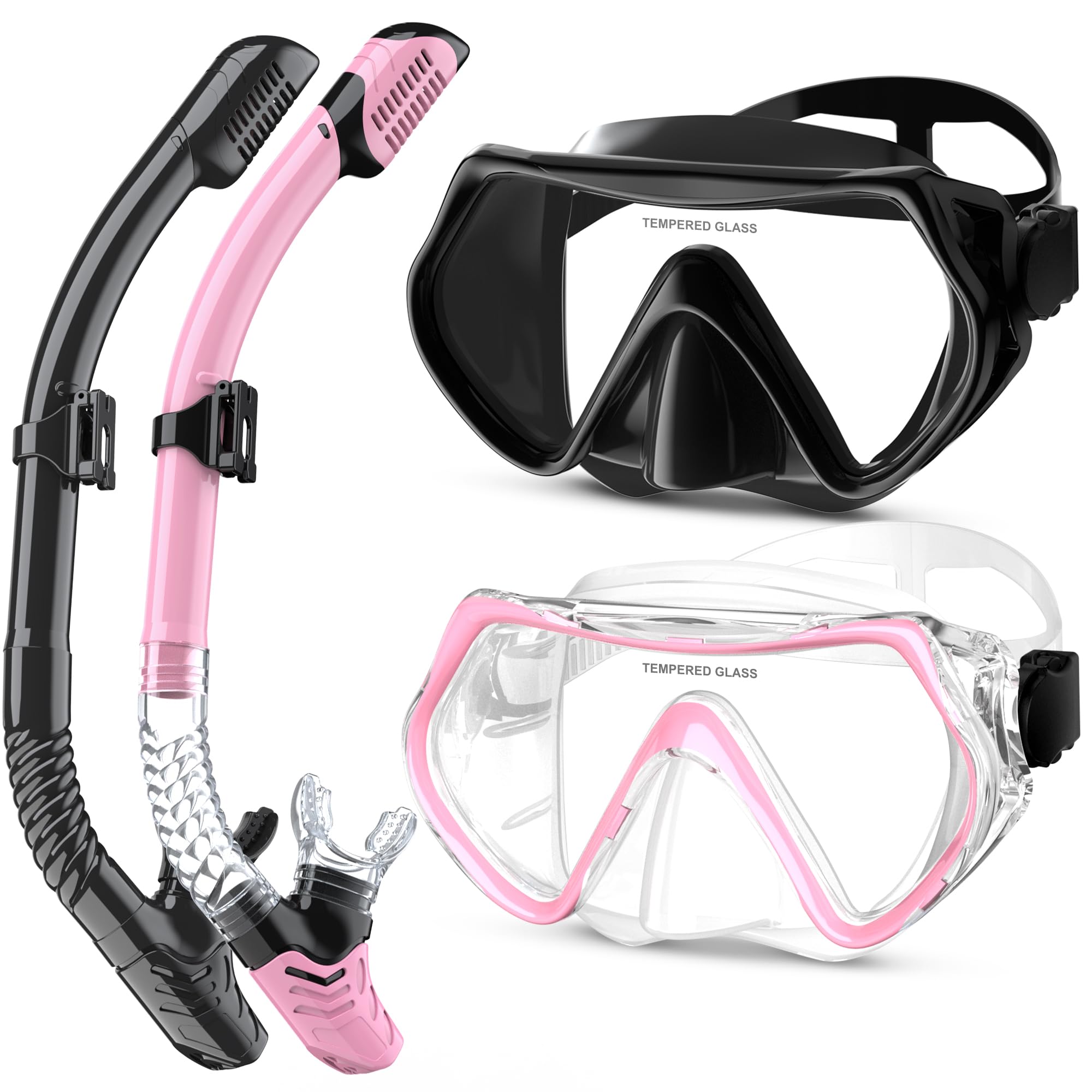Photo 1 of (incomplete) MELUMILU Snorkeling Gear for Adults (2 Packs), Dry Snorkel Set 180° Panoramic Wide View Anti-Fog Scuba Diving Mask