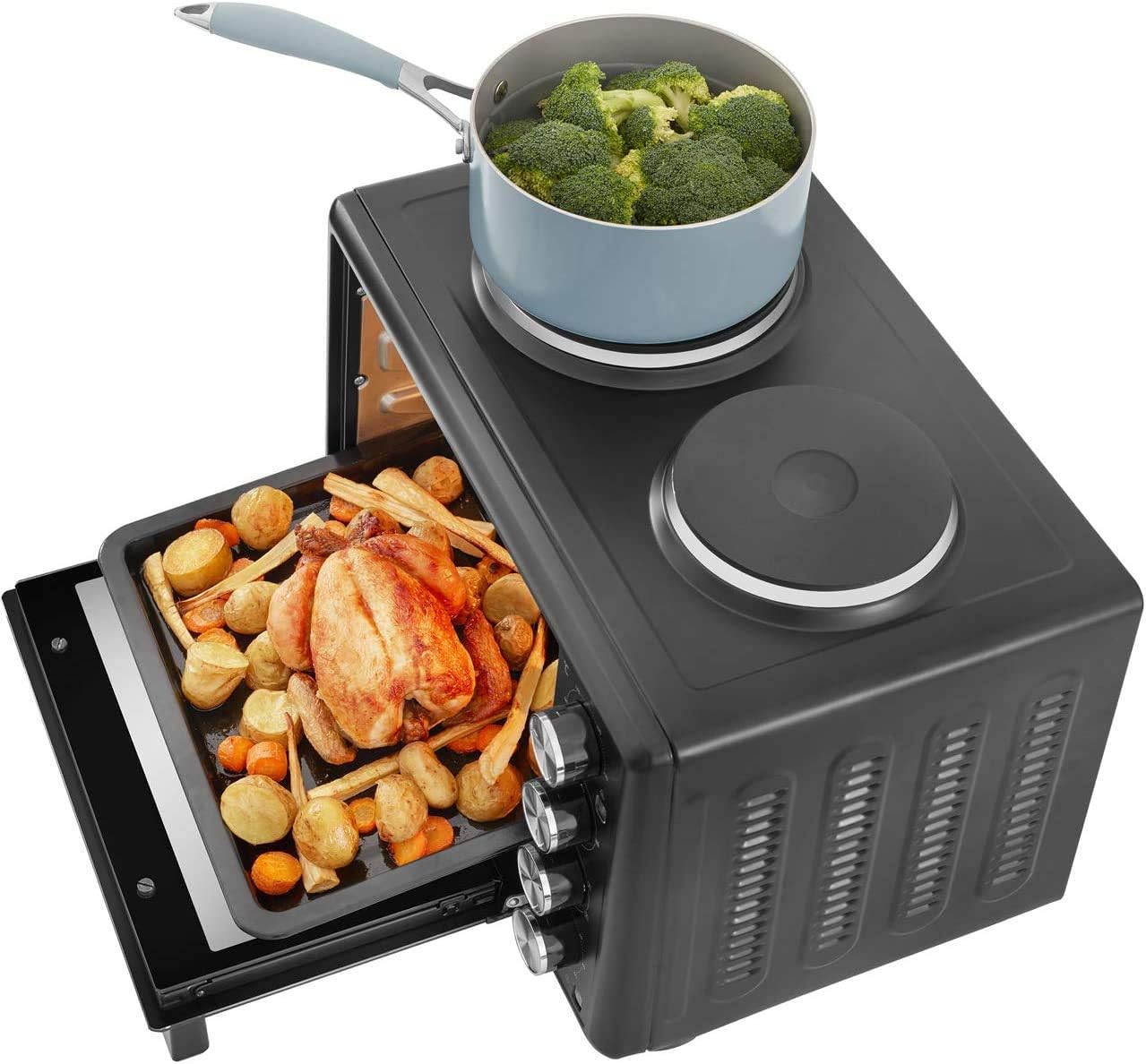 Royale TT30 Mini Cooker Electric 32L Table Top Cooker Oven with Two Hobs Black Home & Kitchen