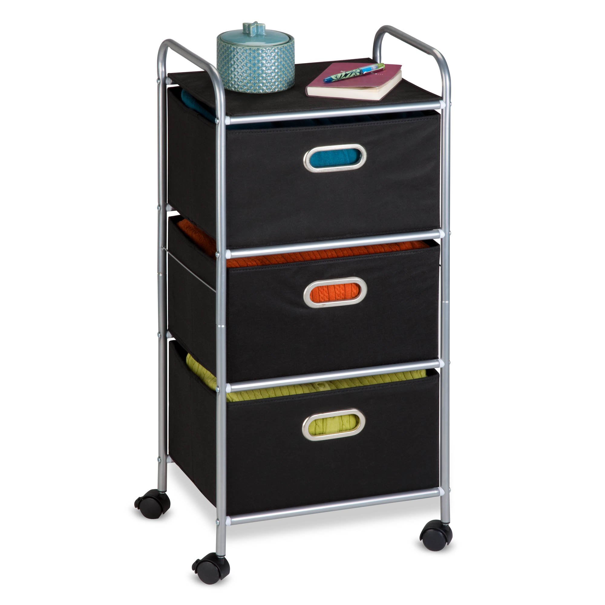 Honey-Can-Do CRT-02184 Rolling Storage Cart, Black/Chrome