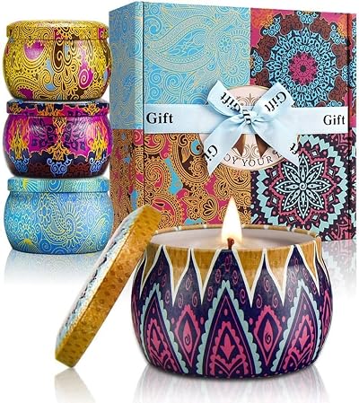 YMing Scented Candles Gift Set 4 x 5.6 oz Soy Wax Aromatherapy Lavender Fig